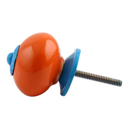 Solid Orange Turquoise Fitting Ceramic Knob